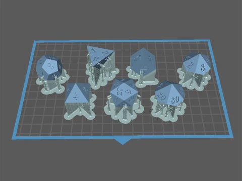 Dice Masters 7 Piece Set Presupported STL Files for 3D Printing Lobster Font 3D Print Model