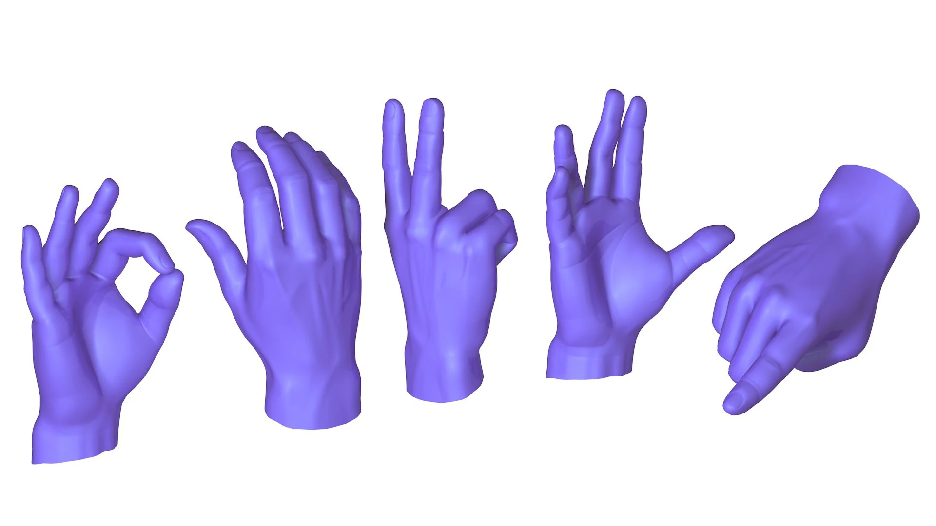 Male Hands 5 models 3D Model .c4d .max .obj .3ds .fbx .stl .blend 