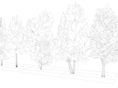 Five low poly trees R2 Low-poly 3Dモデル