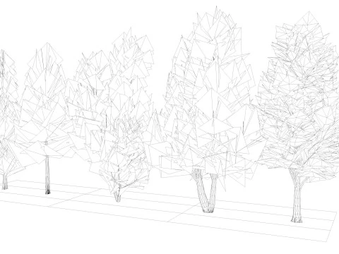 Five low poly trees R2 Low-poly 3D Model