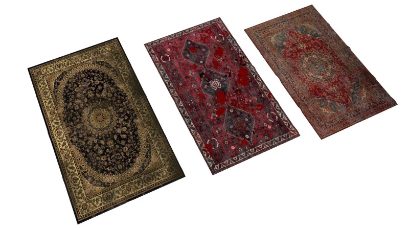 Juego de tres alfombras Low-poly Modelo 3D .c4d .max .obj .3ds .fbx .stl .blend 