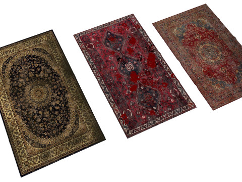 Carpets set of three rugs Low-poly 3Dモデル