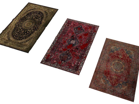 Juego de tres alfombras Low-poly Modelo 3D