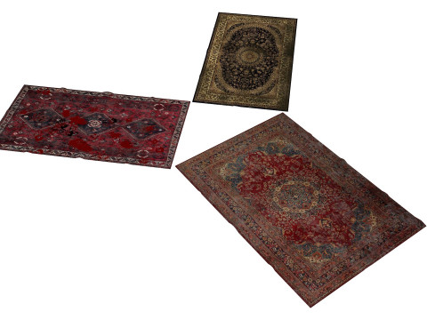 Carpets set of three rugs Low-poly Modelo 3D