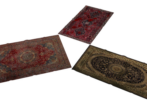 Carpets set of three rugs Low-poly Modelo 3D