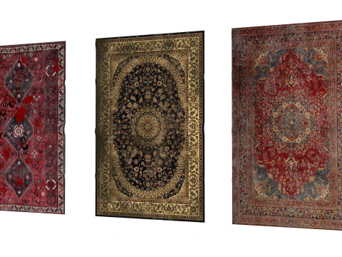 Juego de tres alfombras Low-poly Modelo 3D