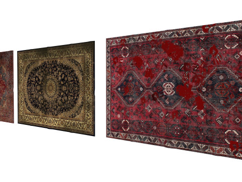 Carpets set of three rugs Low-poly Modelo 3D