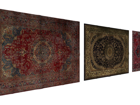 Carpets set of three rugs Low-poly Modelo 3D