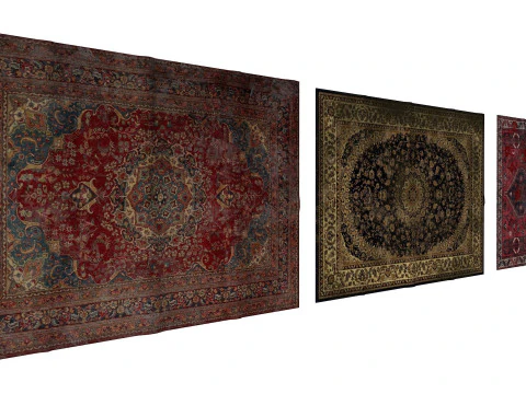 Juego de tres alfombras Low-poly Modelo 3D