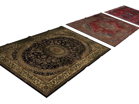 Carpets set of three rugs Low-poly Modelo 3D