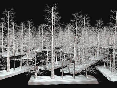 Five low poly trees Three seasons Low-poly 3D Model