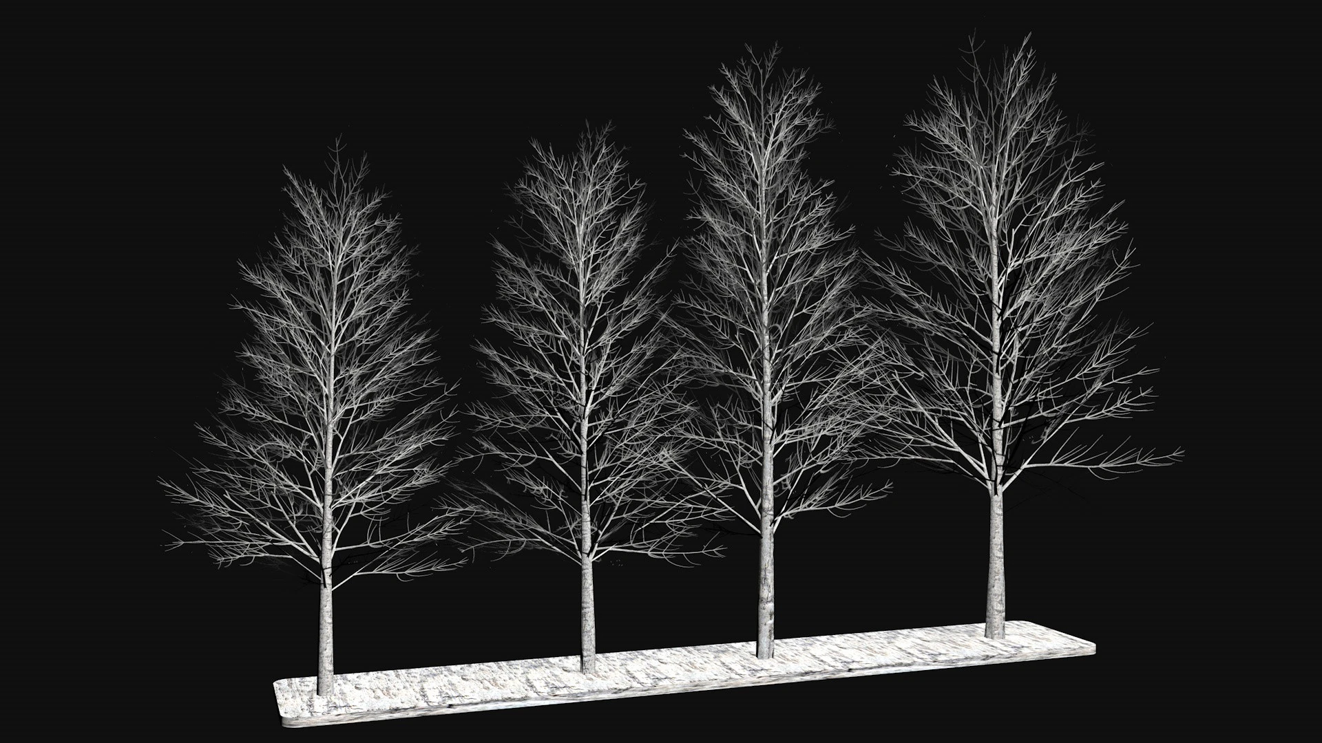 Dry frozen trees Bare tree Low-poly 3D Model .c4d .max .obj .3ds .fbx .stl .blend 