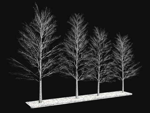 Dry frozen trees Bare tree Low-poly 3D Model