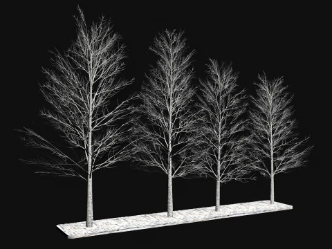 Dry frozen trees Bare tree Low-poly 3D Model