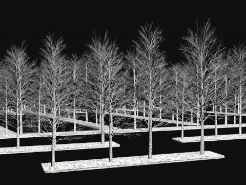 Dry frozen trees Bare tree Low-poly 3D Model