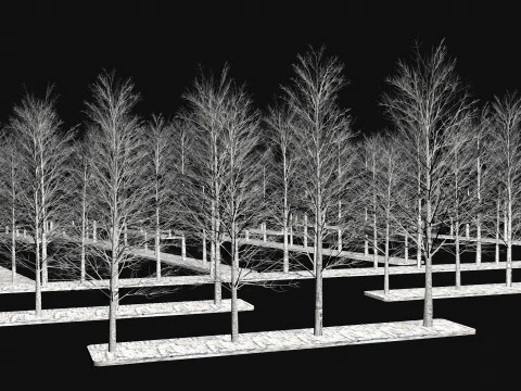 Dry frozen trees Bare tree Low-poly 3D Model