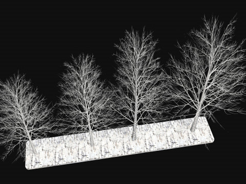 Dry frozen trees Bare tree Low-poly 3D Model