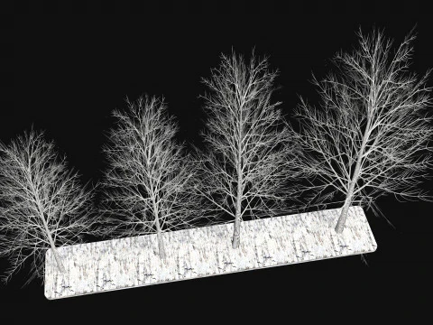 Dry frozen trees Bare tree Low-poly 3D Model