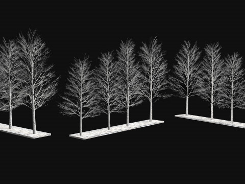 Dry frozen trees Bare tree Low-poly 3D Model