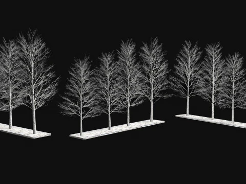 Dry frozen trees Bare tree Low-poly 3D Model