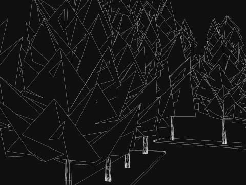 Dry frozen trees Bare tree Low-poly 3D Model