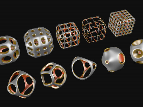 Sci-Fi Polyhedron Geometries Collection R1 3D 모델