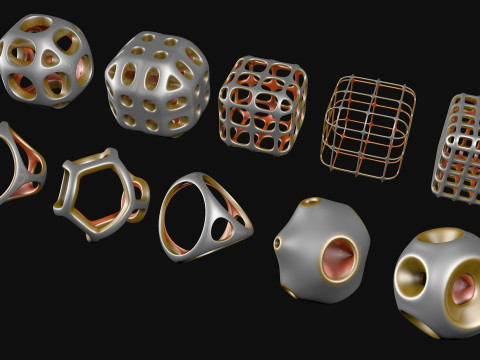 Sci-Fi Polyhedron Geometries Collection R1 Modelo 3D