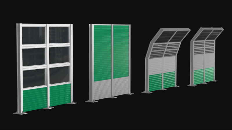 Noise absorbing fencing 3D Модель .c4d .max .obj .3ds .fbx .stl .blend