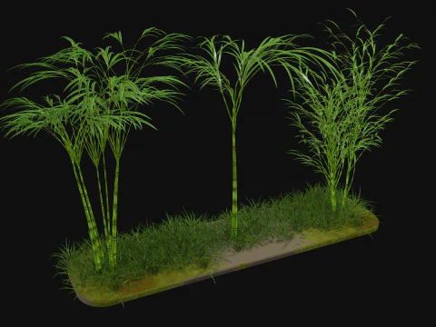 三本の竹 3Dモデル