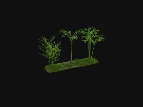 三本の竹 3Dモデル