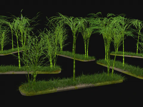 三本の竹 3Dモデル