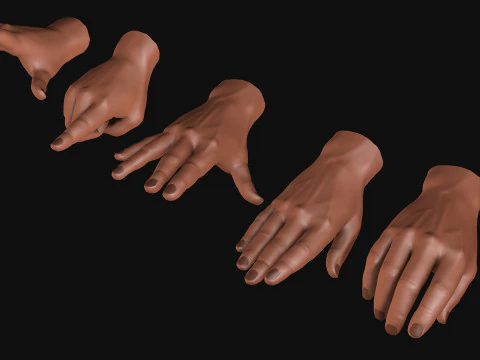 Męskie dłonie 5 modeli R2 Model 3D