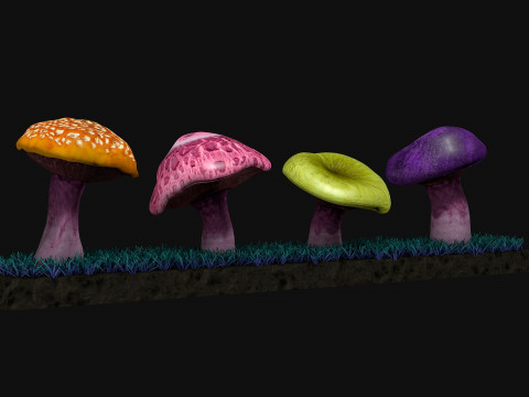 Alien Mushrooms R1 Low-poly 3D-Modell