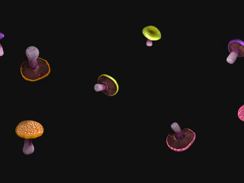 Alien Mushrooms R1 Low-poly 3D Model