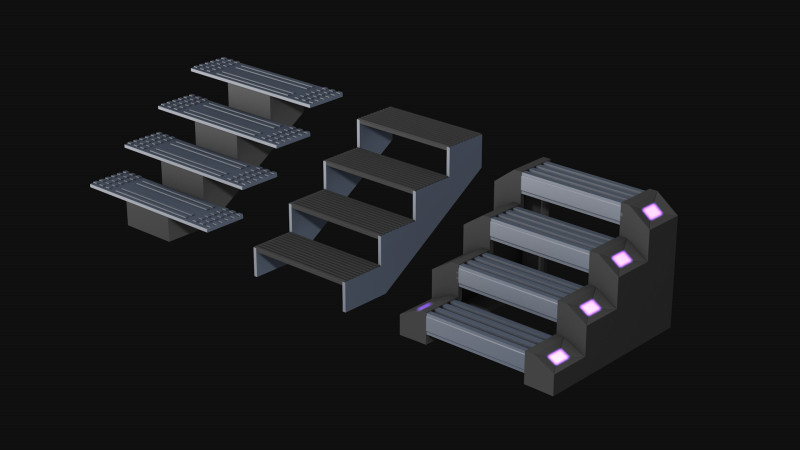 Sci Fi Steps of the staircase 3D Model .c4d .max .obj .3ds .fbx .stl .blend