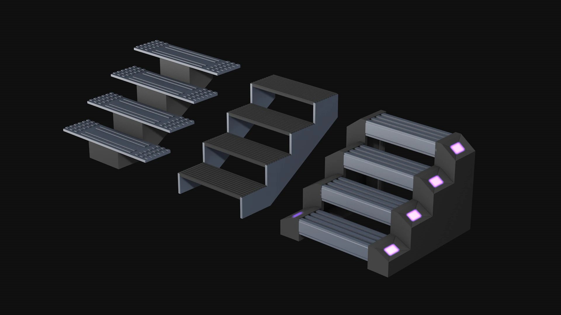 Sci Fi Steps of the staircase 3D Model .c4d .max .obj .3ds .fbx .stl .blend 