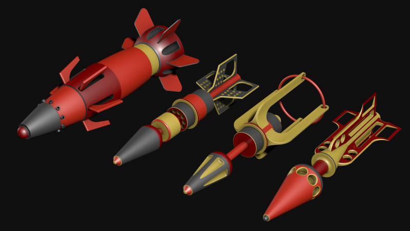 Guided missiles R1 3D 模型 .c4d .max .obj .3ds .fbx .stl .blend