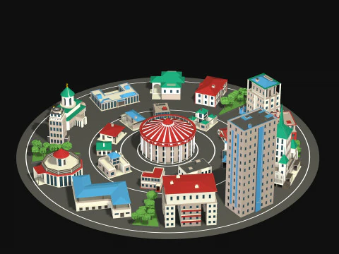 City center street low poly 3D Model