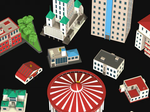 City center street low poly 3D Model