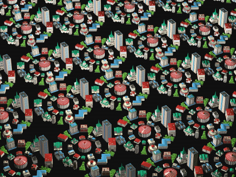 City center street low poly 3D 模型