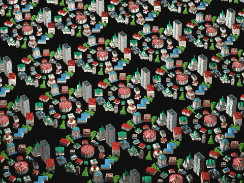 City center street low poly 3D Model