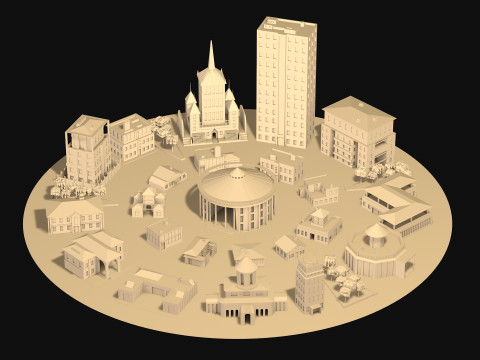 City center street low poly 3D 模型