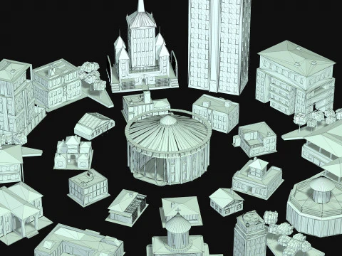 City center street low poly 3D Model