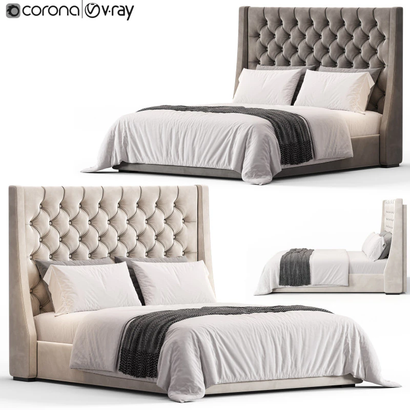 Barron Beds Zoya Grandeur Estrutura de cama curva com costas laterais Modelo 3D .c4d .max .obj .3ds .fbx .stl .blend 
