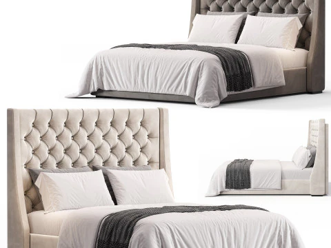 Barron Beds Cadre de lit incurv&eacute; &agrave; oreilles Zoya Grandeur Modèle 3D