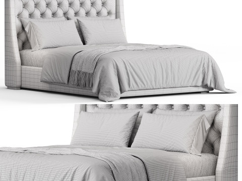 Barron Beds Zoya Grandeur Curved Wingback Bed Frame 3D-Modell