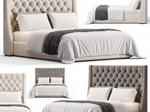Barron Beds Zoya Grandeur Curved Wingback Bed Frame 3D-Modell