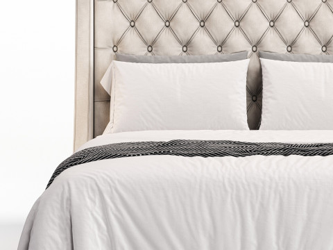 Barron Beds Zoya Grandeur Curved Wingback Bed Frame 3D-Modell