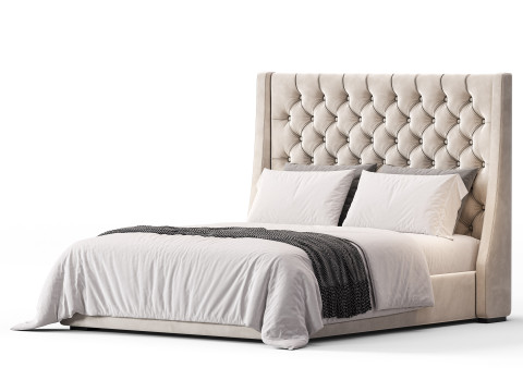 Barron Beds Zoya Grandeur Curved Wingback Bed Frame 3D-Modell