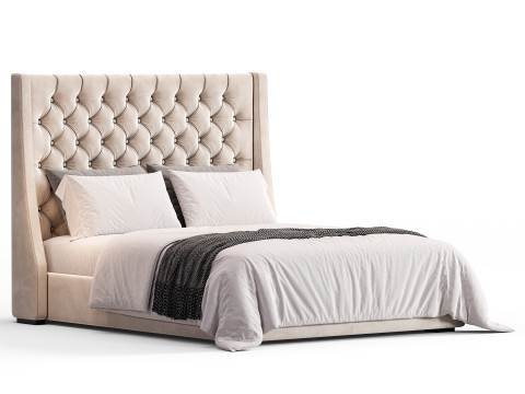 Barron Beds Zoya Grandeur Curved Wingback Bed Frame 3D-Modell